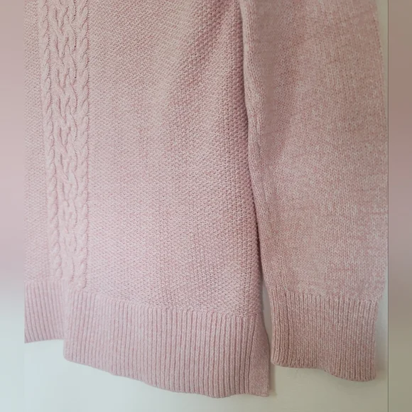 Karen Scott Textured Light Pink Sweater Size S Cable Knit Cozy Crew Neck Preppy - Picture 6 of 12